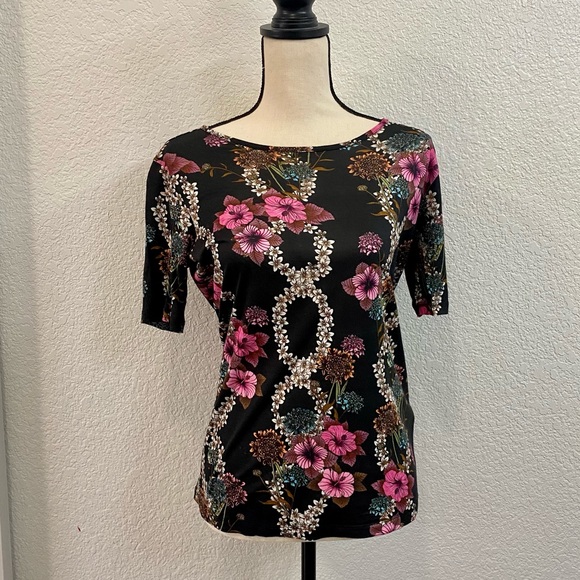 💐Sandro Paris Floral Short Sleeve Open Back Top - Picture 3 of 8